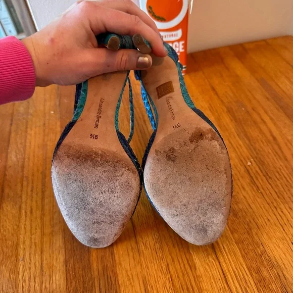 Alexrandre Birman Multi Blue Snakeskin Heels, Size 9.5 - Picture 7 of 9